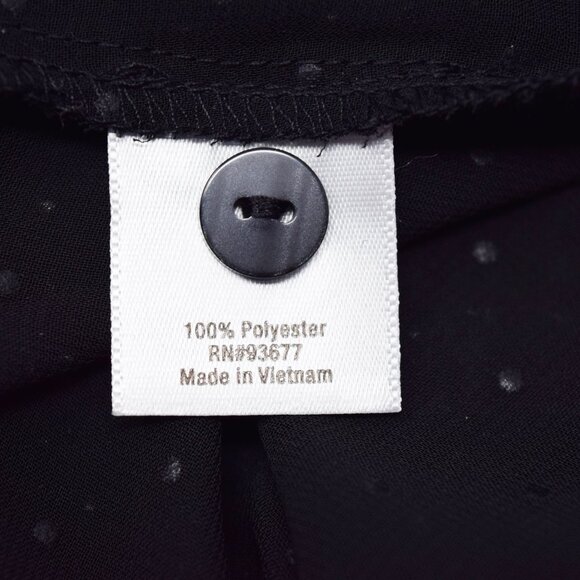 ANA Black Sheer Pullover Blouse Woman 1X Polka Dot Split Neck Monochrome Minimal - Picture 4 of 9